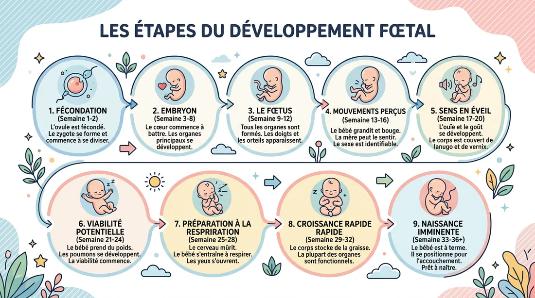 Infographie des étapes du développement du bébé