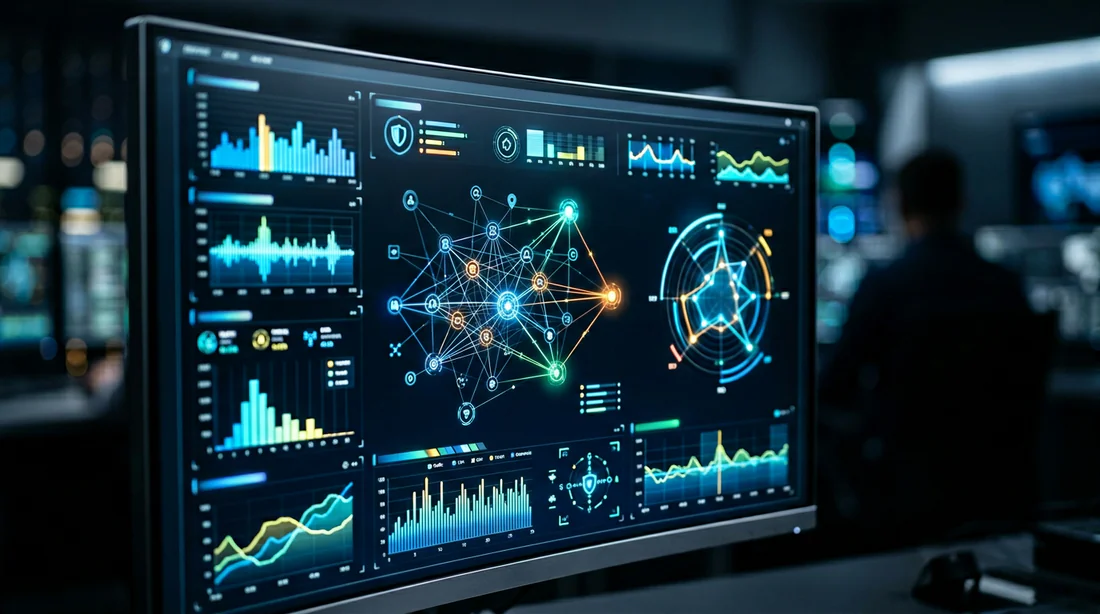 Tableau de bord numérique affichant des indicateurs de sécurité