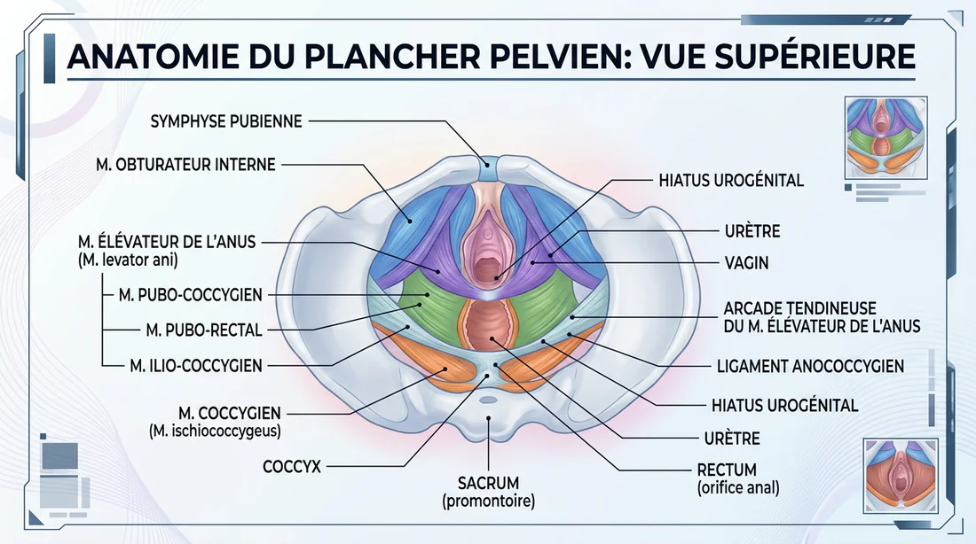 Infographie détaillée des muscles du plancher pelvien