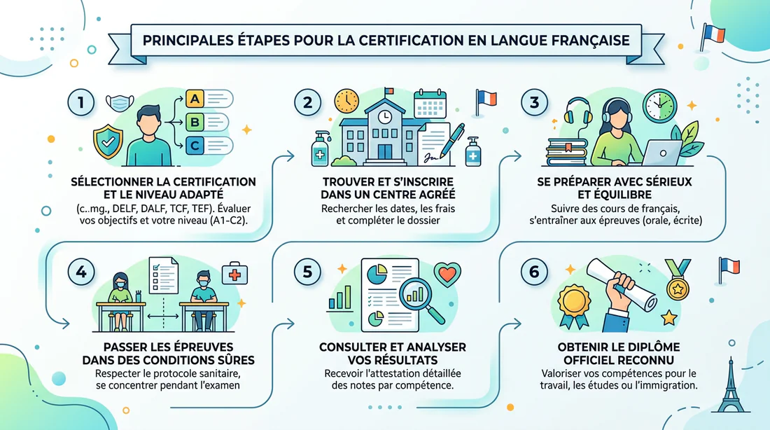 Infographie des étapes de certification pour assistante maternelle