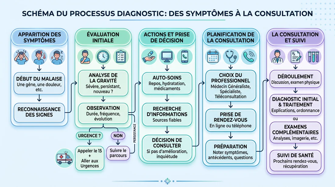Schéma illustrant le processus de diagnostic médical