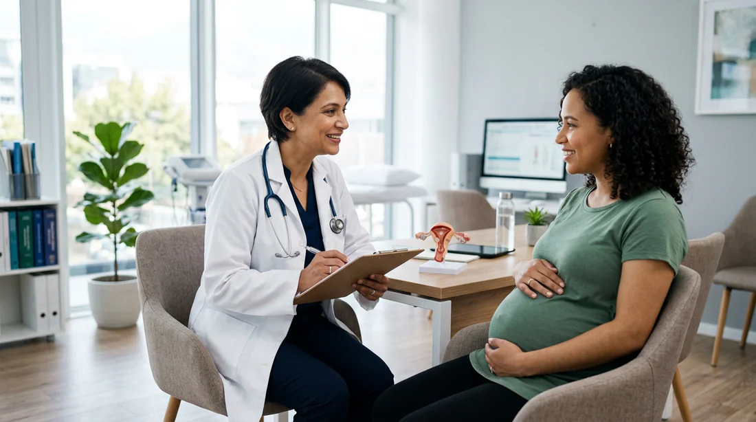 Consultation médicale prénatale avec une femme enceinte