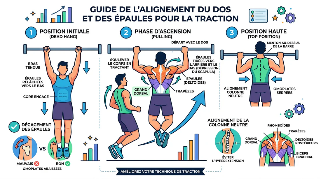 Schéma explicatif de la posture pour une traction efficace