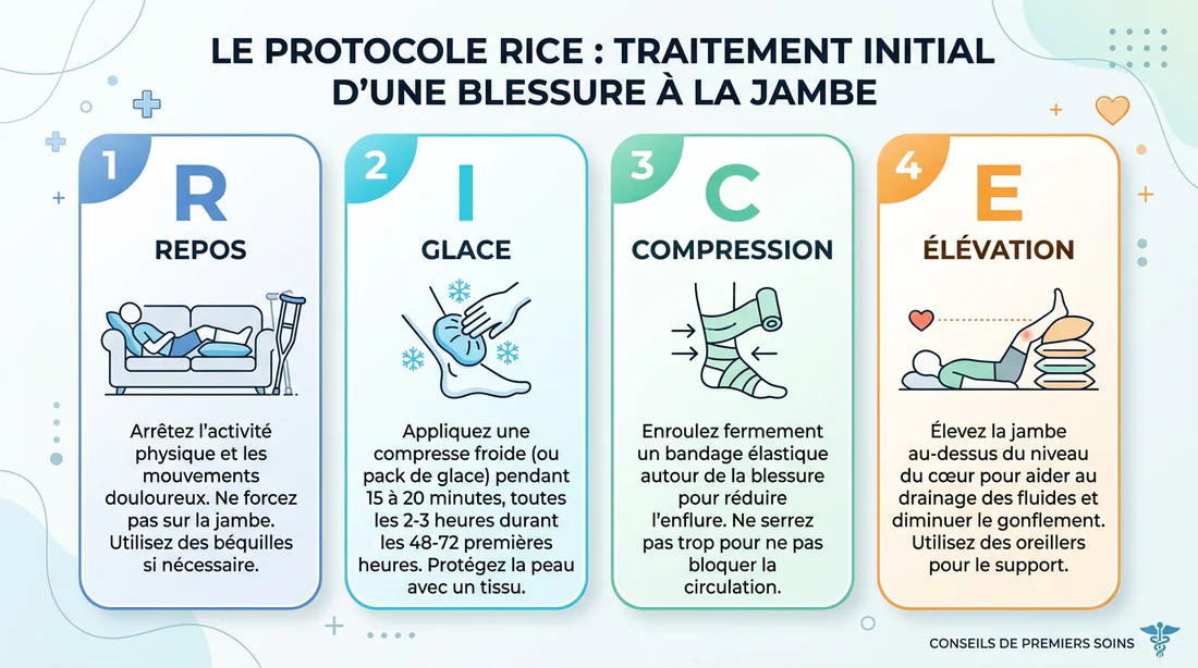 Schéma explicatif du protocole de soin pour une douleur au mollet