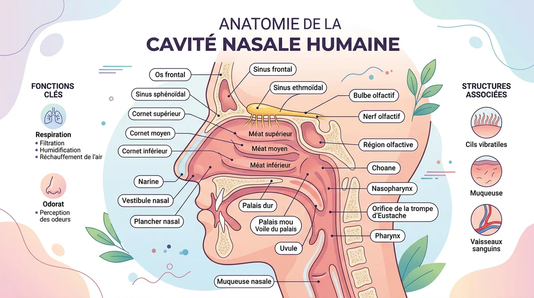 Schéma anatomique de la cavité nasale
