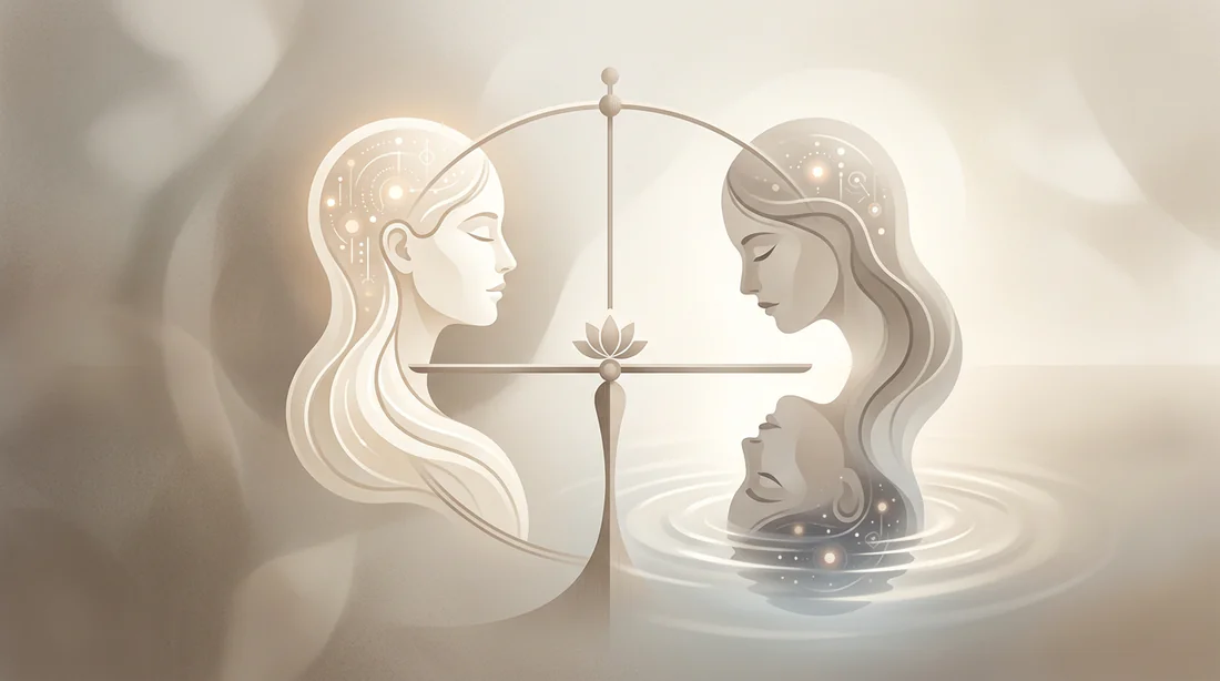 Représentation visuelle de l'équilibre mental et de la réflexion intérieure.