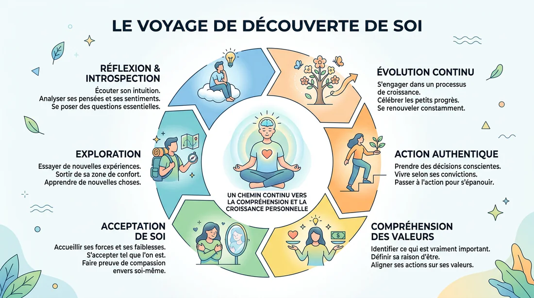 Infographie illustrant les étapes du processus d'introspection.