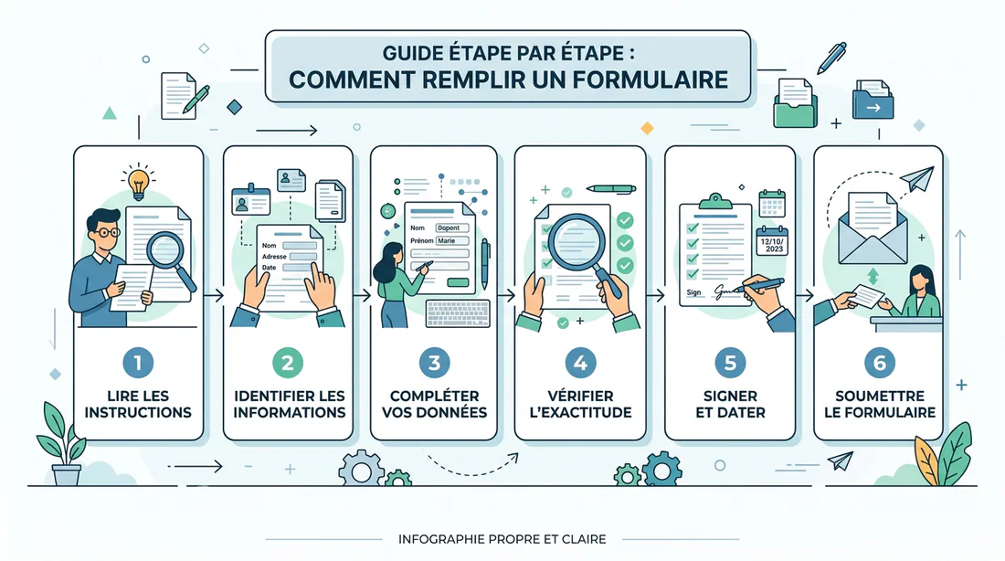Infographie étape par étape pour remplir un dossier administratif