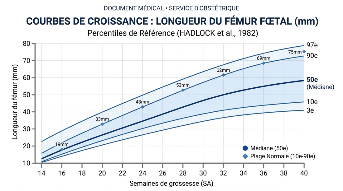 Courbe de croissance de la longueur fémorale