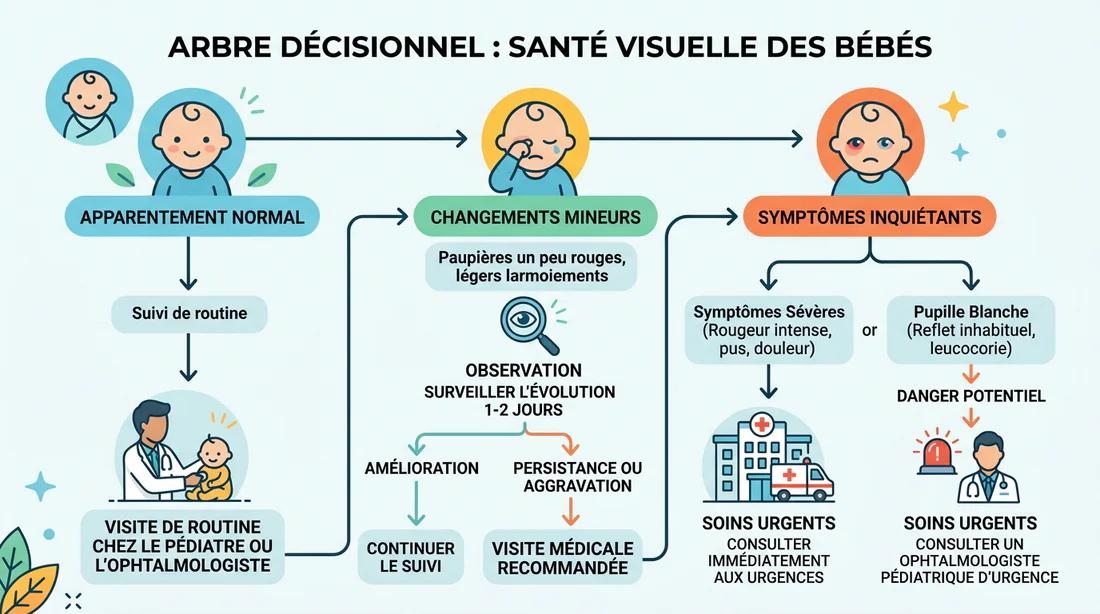 Infographie décisionnelle pour consulter un médecin en cas de tache dans l'œil