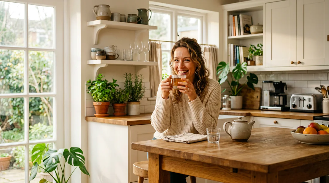 Personne en bonne santé consommant une boisson naturelle