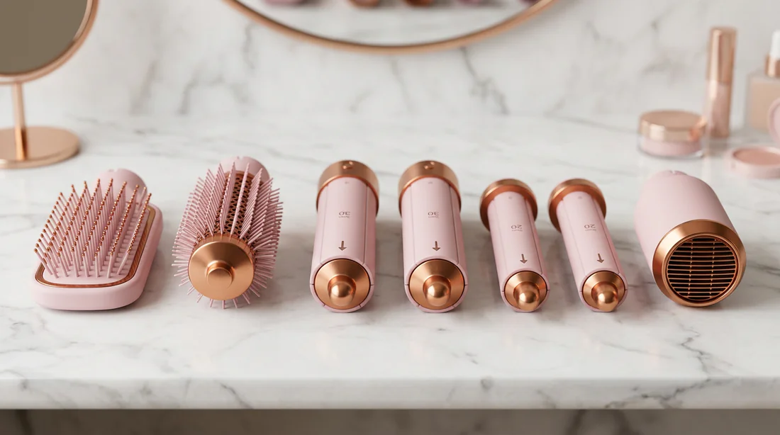Ensemble d'accessoires et embouts interchangeables pour brosse soufflante multifonction