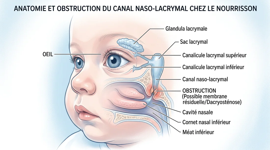 Schéma explicatif du canal lacrymal chez le bébé