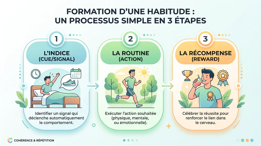 Infographie des étapes de création d'habitudes
