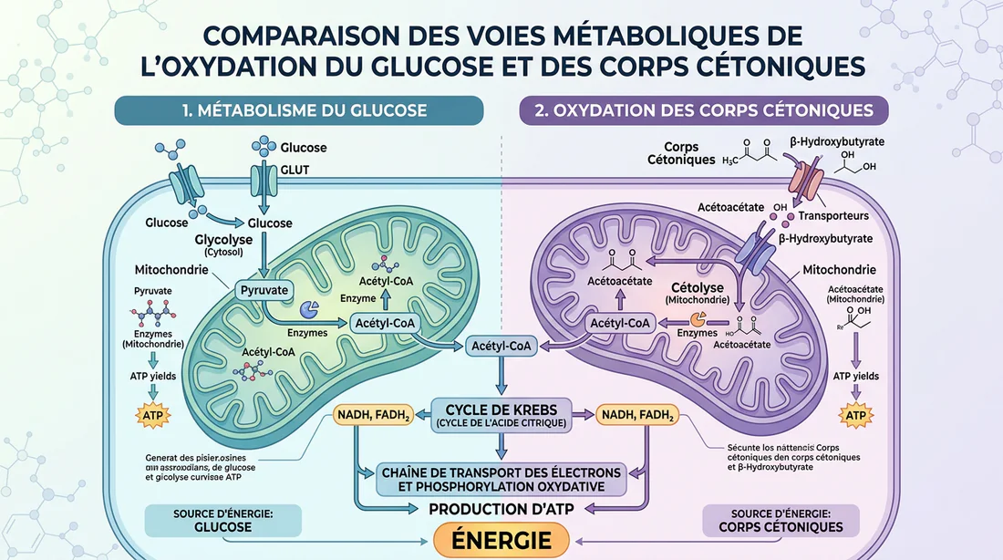 Infographie sur le métabolisme énergétique et les corps cétoniques