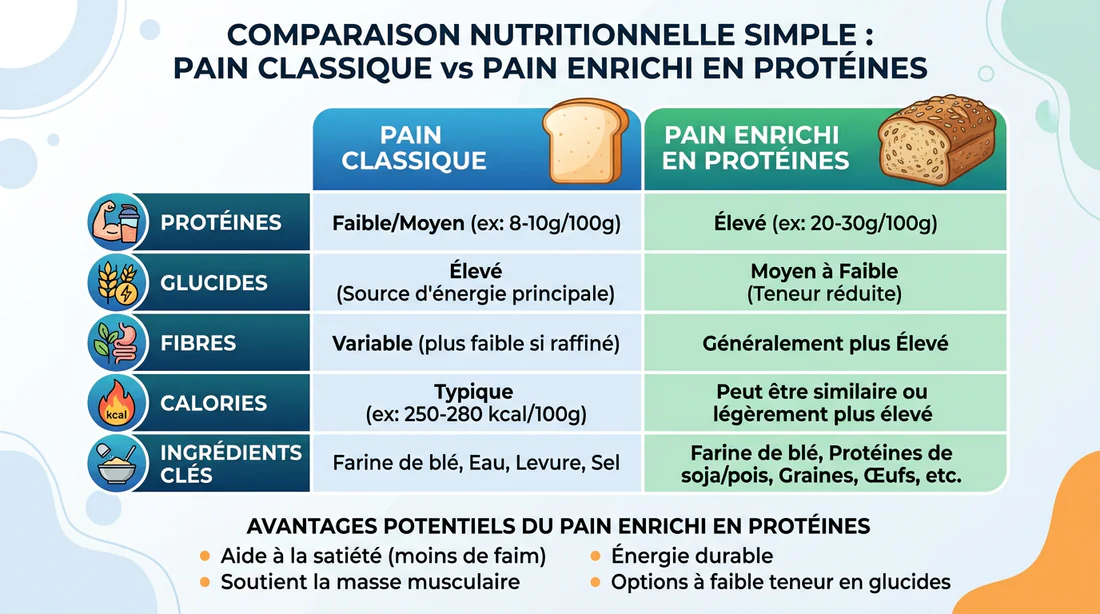 Tableau comparatif nutritionnel du pain protéiné