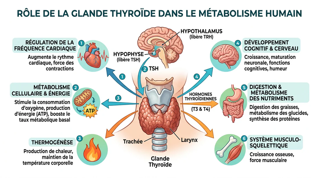 Schéma explicatif du fonctionnement de la glande thyroïde