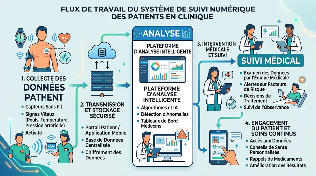 Schéma explicatif du fonctionnement d'un logiciel de suivi pédiatrique