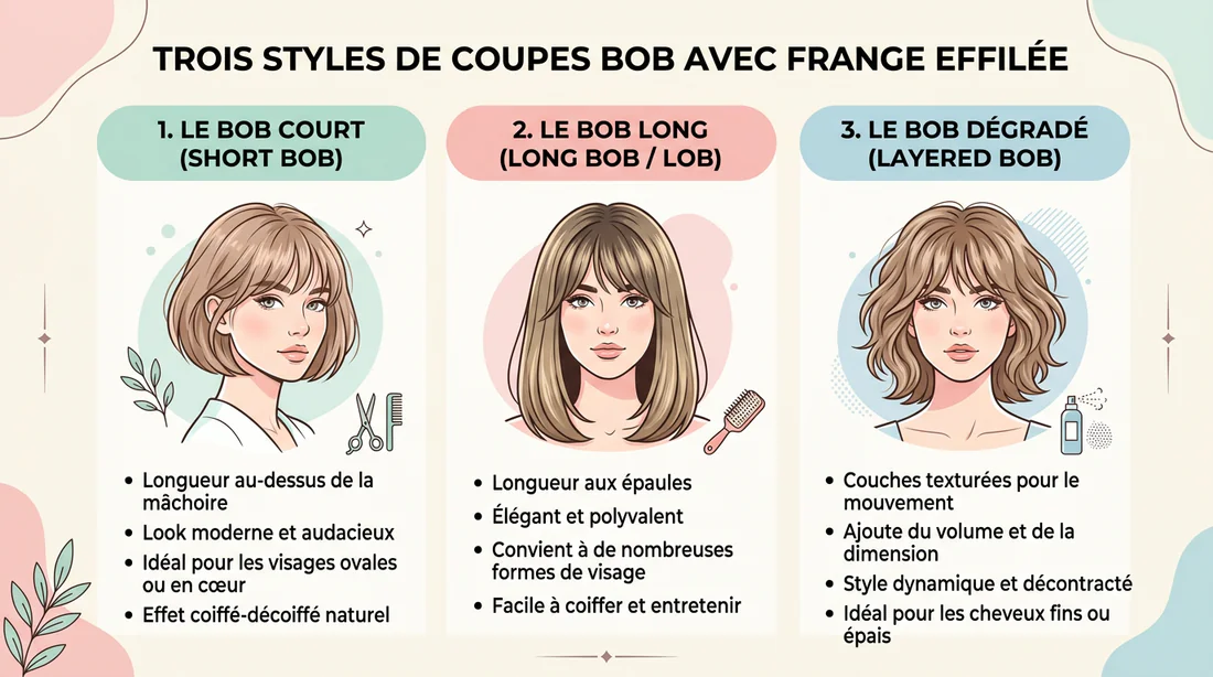 Infographie montrant les différentes déclinaisons du carré effilé