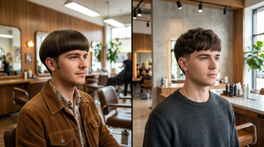 Évolution stylistique de la coupe boule vintage vers sa version moderne ébouriffée.