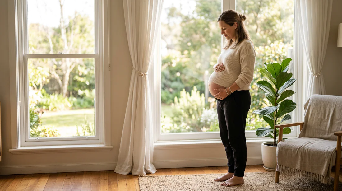 Baisse du ventre de la femme enceinte en fin de grossesse