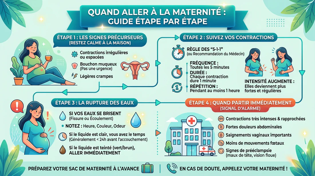 Infographie expliquant le bon moment pour partir à la maternité