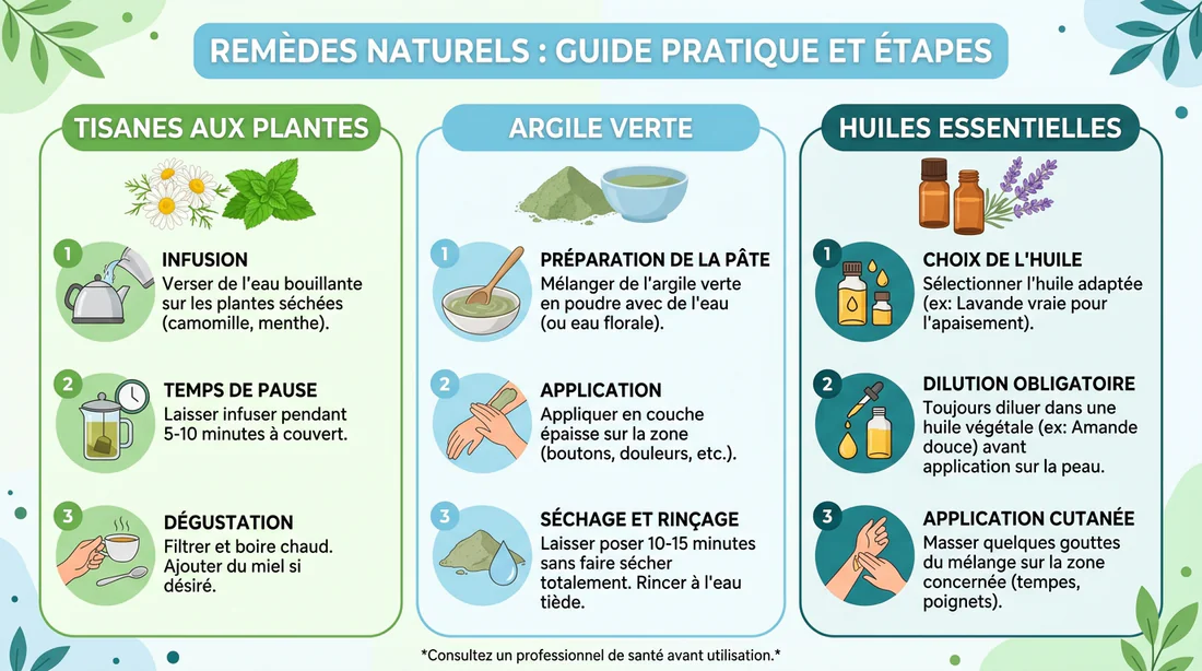 Infographie synthétique sur les bienfaits des remèdes naturels faits maison