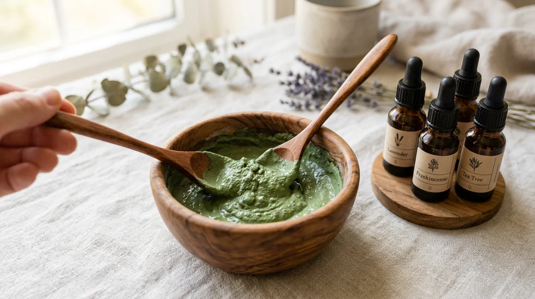 Soin naturel à base d'argile verte et d'huiles essentielles