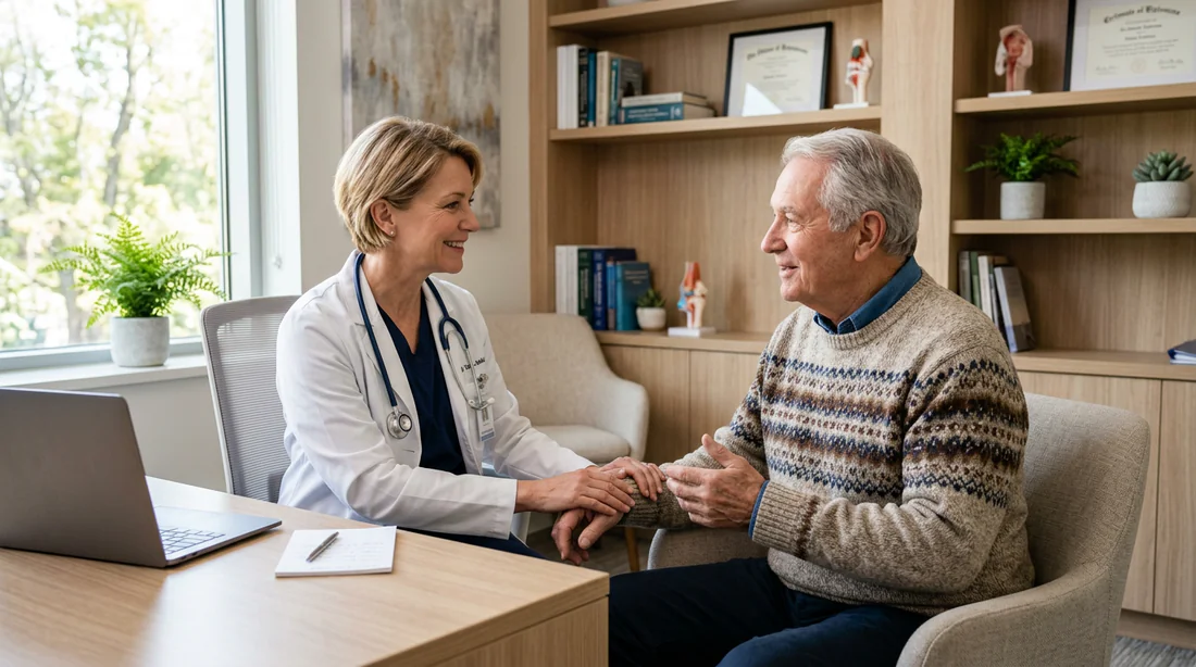 Consultation médicale rassurante avec un professionnel de santé