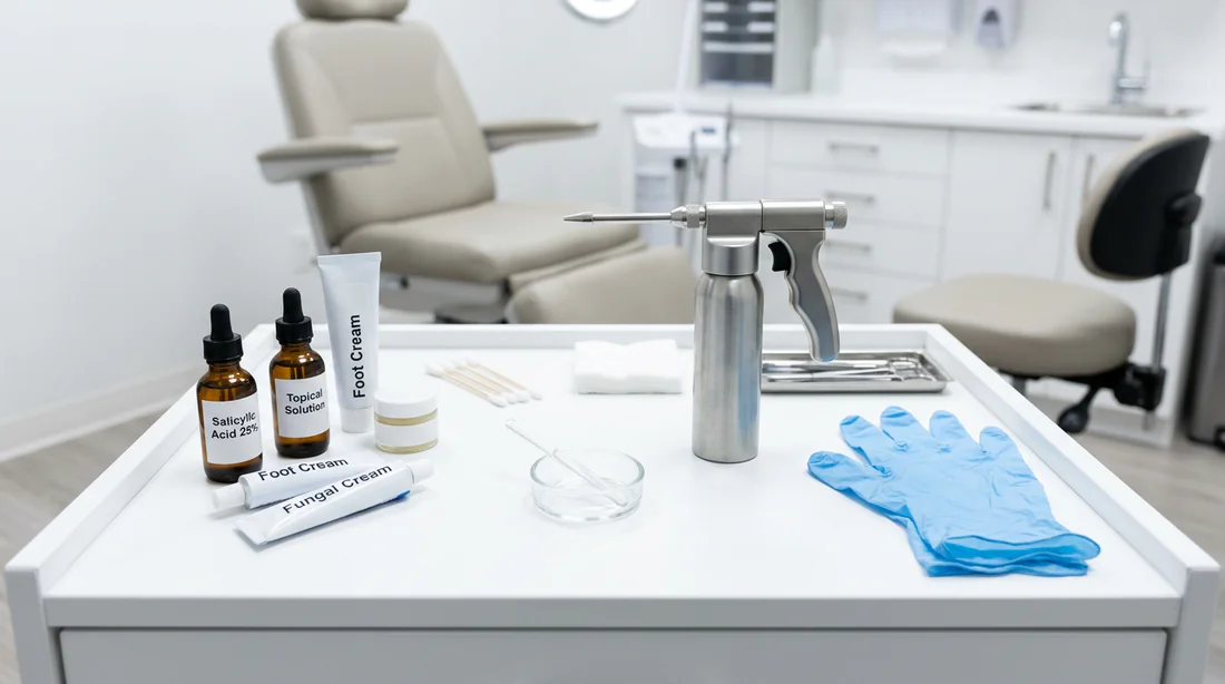 Matériel médical et traitements podologiques contre les verrues plantaires